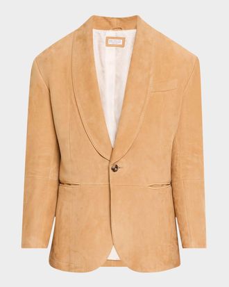 Brunello Cucinelli Men & apos;s Suede Shawl-Collar Dinner Jacket