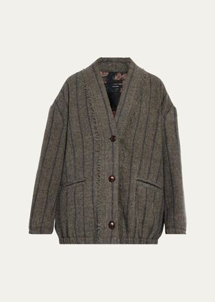 R13 Striped Virgin Wool Cardigan