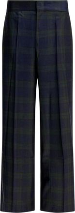 SA SU PHI Pantalones Sastre de Pierna Ancha a Cuadros - Trousers - Mujer - Azul - S