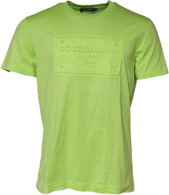 Dolce & Gabbana Groene reli&euml;flogo katoenen ronde hals T-shirt - Heren - T-shirts - Groen - 2XL - Katoen - Tops