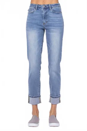 Judy Blue Hi Waist Vintage Wash Boyfriend Jeans In Medium Blue
