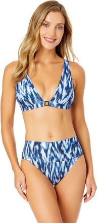 Anne Cole Womens Shibori Geo Ring Plunge Triangle Bikini Swim Top in Tie Dye Ikat at Nordstrom, Size X-Small