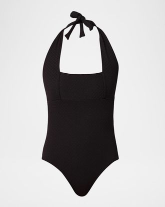 Shoshanna Retro Halter One-Piece Swimsuit