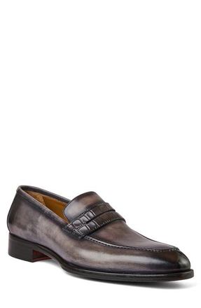 Bruno Magli Emilio Penny Loafer in Grey/Croc at Nordstrom, Size 11.5