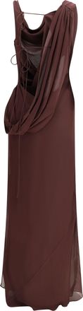 Andamane Womens Minerva Long Dress Aubergine Silk; Elastane
