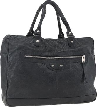 Balenciaga Classic Studs Briefcase Leather Black Leather Briefcase Bag (Pre-Owned)