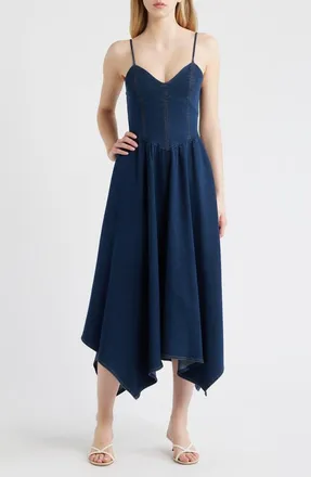 Moon River Handkerchief Hem Denim Dress in Indigo at Nordstrom, Size X-Small