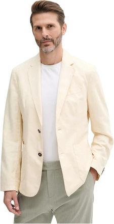 Benetton Jassen, Heren, Beige, M, Linnen, Slim Fit Blazer in Linen Blend