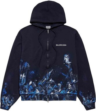Balenciaga Paint Splatter Zip-Up Sweatshirt