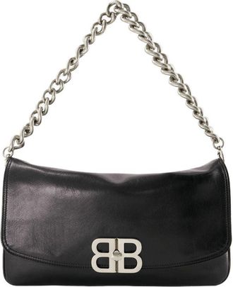 Balenciaga Womens Bb Soft Flap Bag Leather Black Others Leathers Shoulder-hobo-bags