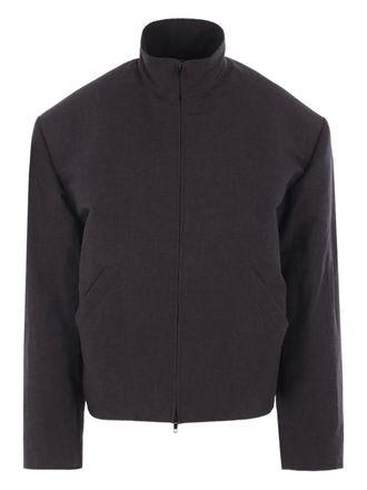 Balenciaga high-collar padded-shoulder jacket - Black