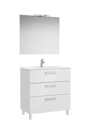 Roca Conjunto Victoria Base+lavabo 800 Blanco 3 Cajones Espejo Aplique Led