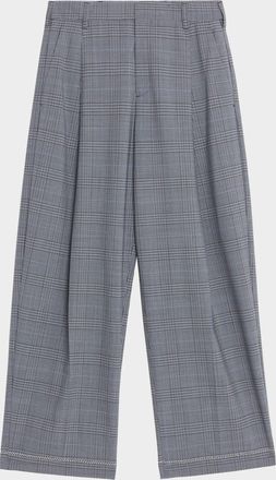 Marni Check Pleated Wide-Leg Trousers