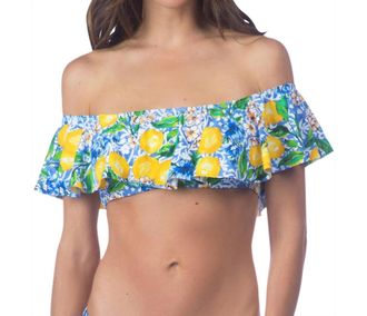 La Blanca Off The Shoulder Flounce Bandeau Bikini Top In Limoncello