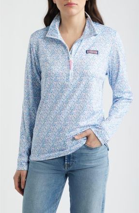 Vineyard Vines Sankaty Shep Quarter Zip Pullover in Mai Tai Toss - White at Nordstrom, Size X-Small