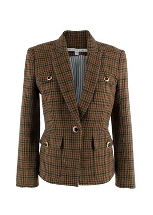 Veronica Beard Brown Houndstooth Woollen Blazer Size S