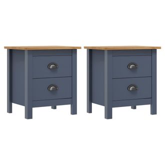 vidaXL Vidaxl - Mesitas De Noche Hill 2 Uds Madera De Pino Gris 46x35x49,5 Cm