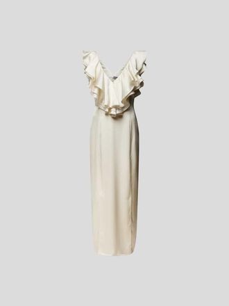 Rotate Abendkleid mit Volants in Weiss, Gr&ouml;&szlig;e 38