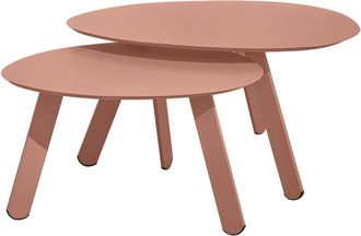 Oviala Juego de 2 mesas de centro nido para jard&iacute;n en color rosa empolvado