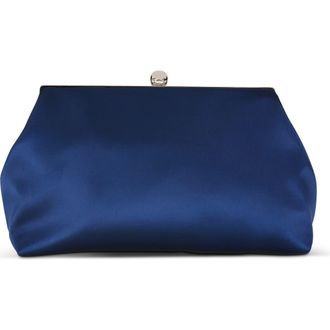Badgley Mischka Camilla Classic Satin Pouch in Navy at Nordstrom, Size Large