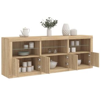 Berkfield Home Sideboard with LED Lights Sonoma Oak 181.5x37x67 cm in Brown