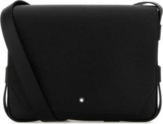 Montblanc Black Leather Messenger Crossbody Bag