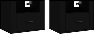 vidaXL Wall-mounted Bedside Cabinets 2 pcs Black 50x36x40 cm Vidaxl