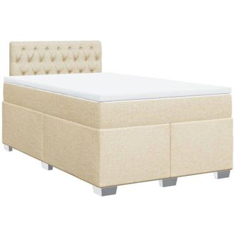 vidaXL Cama Box Spring Con Colch&oacute;n Tela Color Crema 120x190 Cm Vidaxl