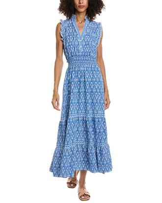 Max Studio Sleeveless Smocked Waist Tiered Maxi Dress