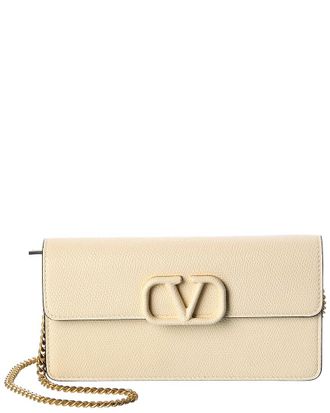 Valentino Vsling Grainy Leather Wallet On Chain