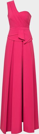 Kay Unger Everette One-Shoulder Walk-Thru Jumpsuit