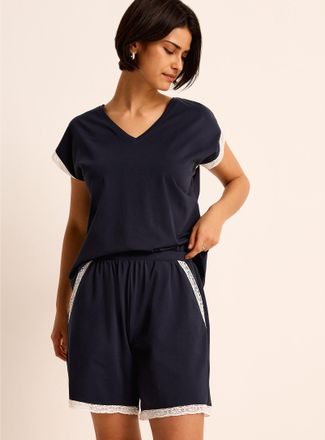 Miiyu Womens Lace-accents pyjama short