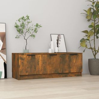 vidaXL Vidaxl - Mueble De Tv Madera Contrachapada Roble Ahumado 102x35x36,5 Cm