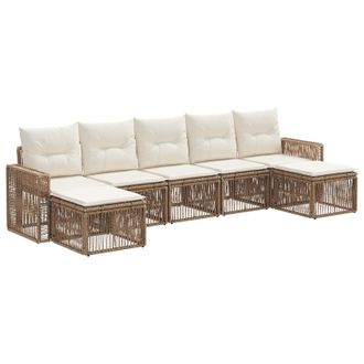 vidaXL Conjunto De Sof&aacute;s De Jard&iacute;n 7 Pcs Beige Y Blanco Crema Vidaxl