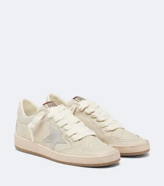 Golden Goose Ball Star suede-trimmed leather sneakers