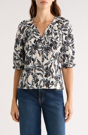 Rails Belina Floral Three-Quarter Sleeve Top in Zinya at Nordstrom, Size Xx-Small