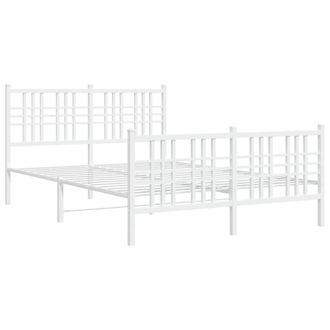 Berkfield Home Metal Bed Frame without Mattress with Footboard White 140x190cm | Size: 140x190 cm