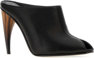 Alexander McQueen Womens Sculptural Heel Lamb Leather Mule Black