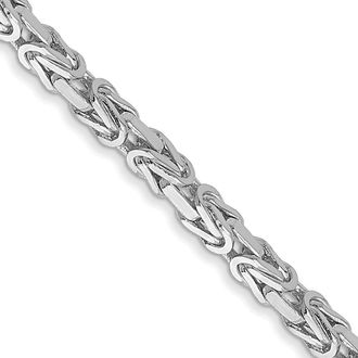 Diamond2Deal 14K White Gold 2mm Byzantine Chain Necklace