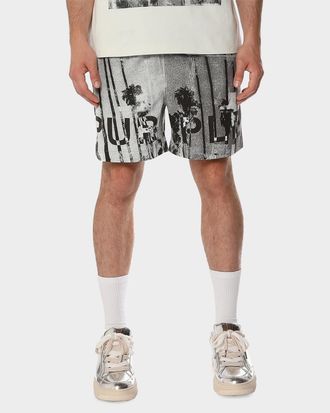 Purple Men & apos;s All Round Palms Pull-On Shorts