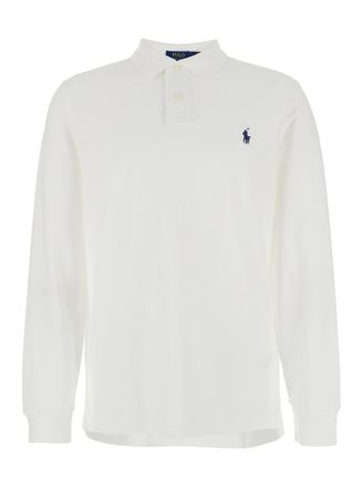 Polo Ralph Lauren Custom Slim Fit White Polo With Classic Collar And Pony Embroidered On The Front In Cotton Man