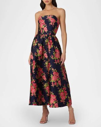 Shoshanna Dana Dress In Navy/coral