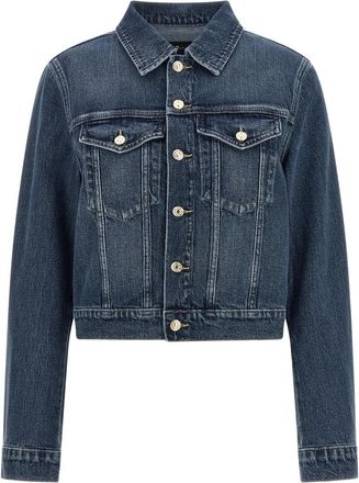 7 For All Mankind Darted Shrunken Denim Jacket - Dames - Spijkerjassen - Blauw - M - Denim - Jassen