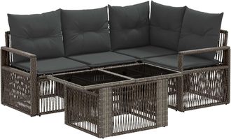 vidaXL Conjunto De Sof&aacute;s De Jard&iacute;n 5 Uds. Gris Y Gris Oscuro Vidaxl