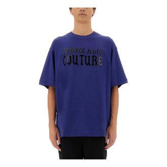 Versace Jeans Couture Logo T-Shirt - Tops - Hombre - Azul - S