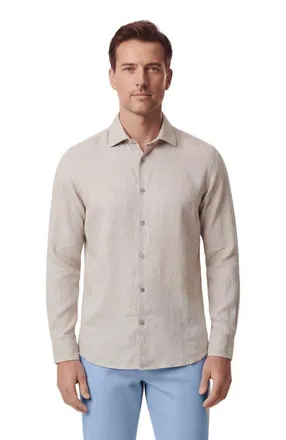 Lords of Harlech Linen Long Sleeve Shirt in Natural at Nordstrom, Size Xx-Large