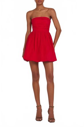 Amanda Uprichard Oscar Strapless Bubble Hem Mini Dress In Red