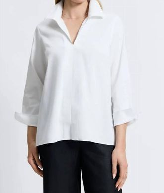 Foxcroft Agnes Long Sleeve Top In White