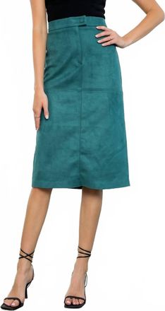THML Clothing Midi Suede Skirt In Teal