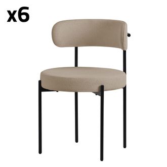 ML Design 6x sillas de comedor tejido teddy marron asientos de polipiel